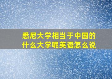 悉尼大学相当于中国的什么大学呢英语怎么说