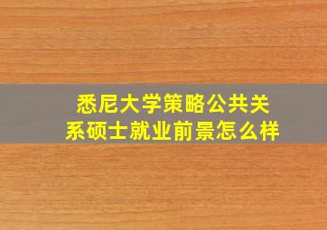 悉尼大学策略公共关系硕士就业前景怎么样