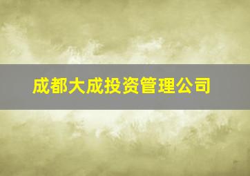 成都大成投资管理公司