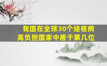 我国在全球30个结核病高负担国家中居于第几位