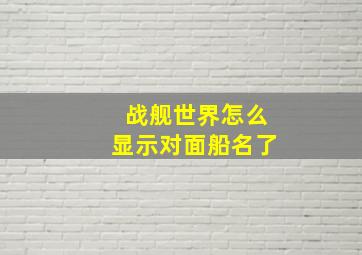 战舰世界怎么显示对面船名了