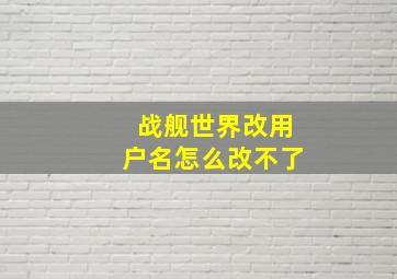 战舰世界改用户名怎么改不了