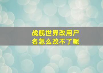 战舰世界改用户名怎么改不了呢