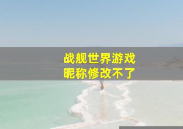 战舰世界游戏昵称修改不了