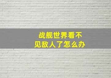 战舰世界看不见敌人了怎么办