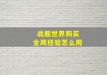 战舰世界购买全局经验怎么用