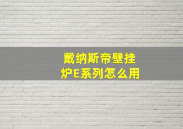 戴纳斯帝壁挂炉E系列怎么用