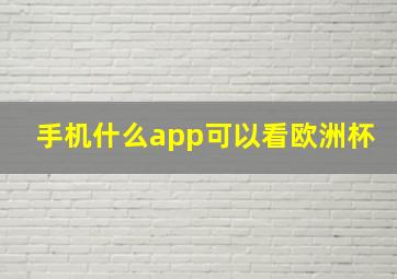 手机什么app可以看欧洲杯