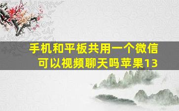 手机和平板共用一个微信可以视频聊天吗苹果13