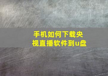 手机如何下载央视直播软件到u盘