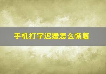 手机打字迟缓怎么恢复