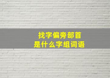 找字偏旁部首是什么字组词语