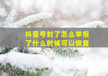 抖音号封了怎么举报了什么时候可以恢复