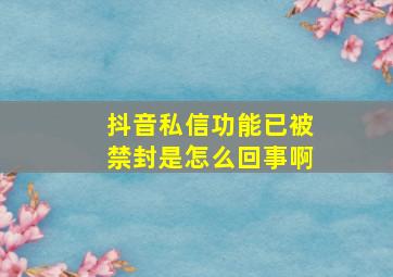 抖音私信功能已被禁封是怎么回事啊