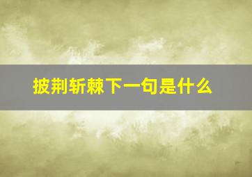 披荆斩棘下一句是什么