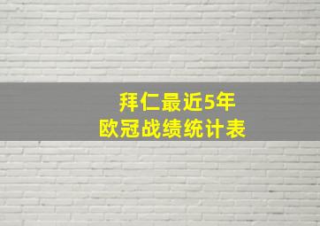 拜仁最近5年欧冠战绩统计表