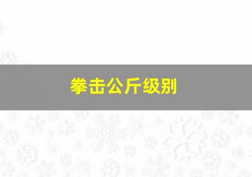 拳击公斤级别