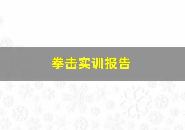 拳击实训报告