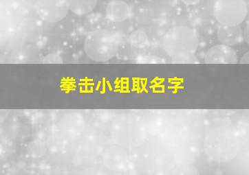 拳击小组取名字