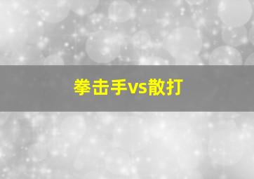 拳击手vs散打