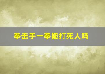 拳击手一拳能打死人吗