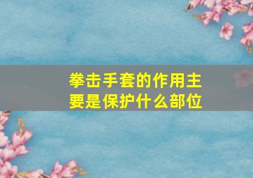 拳击手套的作用主要是保护什么部位