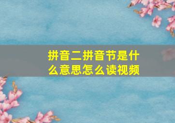 拼音二拼音节是什么意思怎么读视频