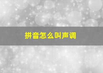 拼音怎么叫声调