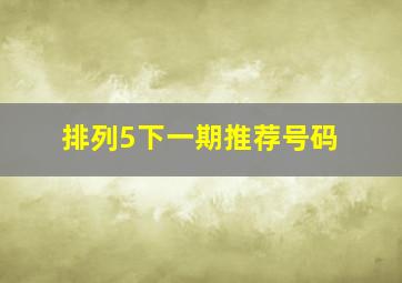 排列5下一期推荐号码