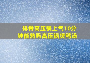 排骨高压锅上气10分钟能熟吗高压锅煲鸭汤