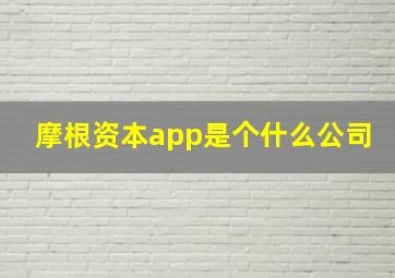 摩根资本app是个什么公司