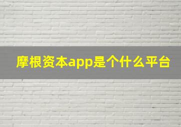 摩根资本app是个什么平台