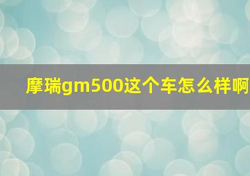 摩瑞gm500这个车怎么样啊