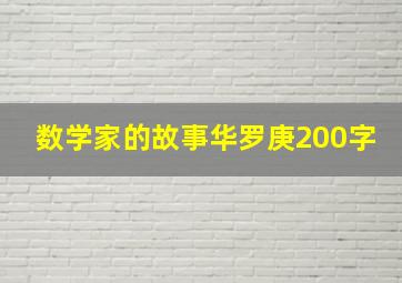 数学家的故事华罗庚200字