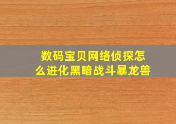 数码宝贝网络侦探怎么进化黑暗战斗暴龙兽