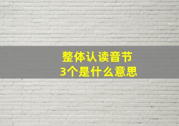 整体认读音节3个是什么意思