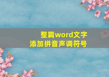 整篇word文字添加拼音声调符号