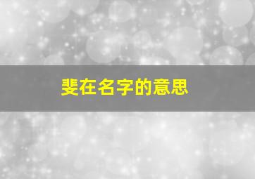 斐在名字的意思