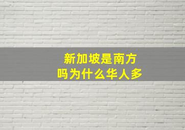 新加坡是南方吗为什么华人多