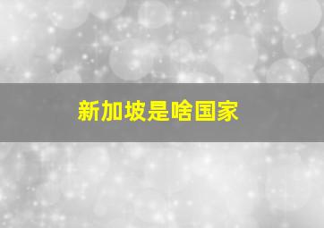 新加坡是啥国家