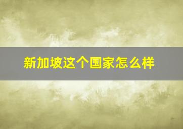 新加坡这个国家怎么样