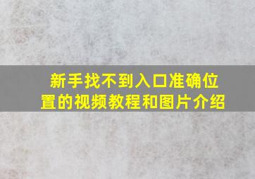 新手找不到入口准确位置的视频教程和图片介绍