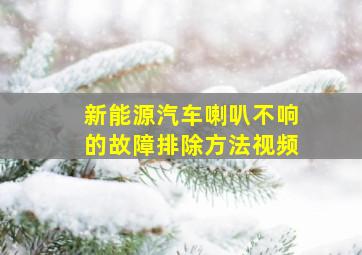 新能源汽车喇叭不响的故障排除方法视频