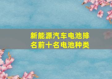 新能源汽车电池排名前十名电池种类