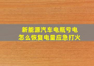 新能源汽车电瓶亏电怎么恢复电量应急打火