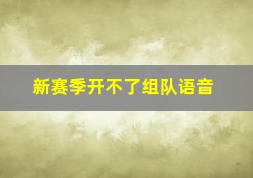 新赛季开不了组队语音