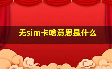 无sim卡啥意思是什么