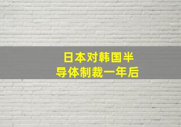 日本对韩国半导体制裁一年后