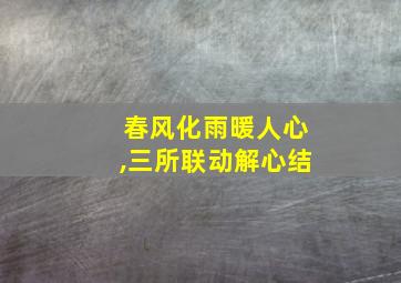 春风化雨暖人心,三所联动解心结