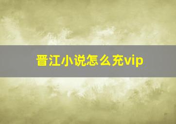 晋江小说怎么充vip